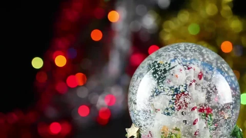 Video Stock Christmas Glass Ball With Defocused Lights Behind Live Wallpaper For PC - Free Live Wallpaper