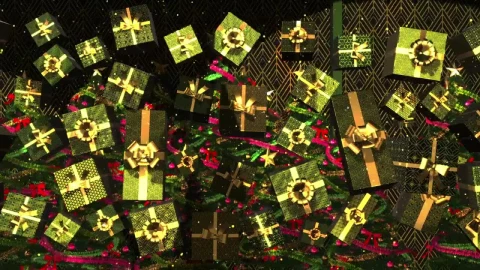 Video Stock Christmas Gifts In Boxes With Golden Bows Live Wallpaper For PC - Free Live Wallpaper