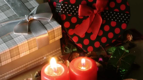 Video Stock Christmas Gifts And Red Candles Static Shot Live Wallpaper For PC - Free Live Wallpaper