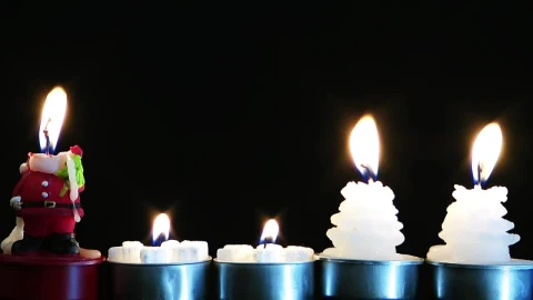 Video Stock Christmas Candles On Black Background Live Wallpaper For PC - Free Live Wallpaper