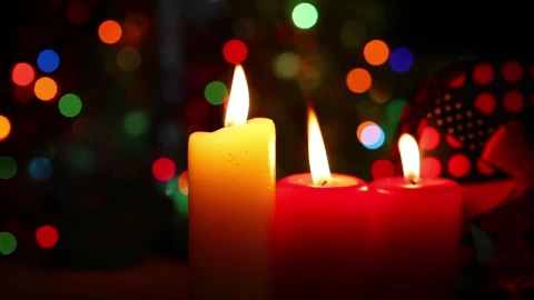 Video Stock Christmas Candles And A Bokeh In The Background Live Wallpaper For PC - Free Live Wallpaper