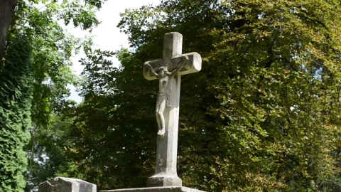 Video Stock Christian Statue In A Cemetery Live Wallpaper For PC - Free Live Wallpaper