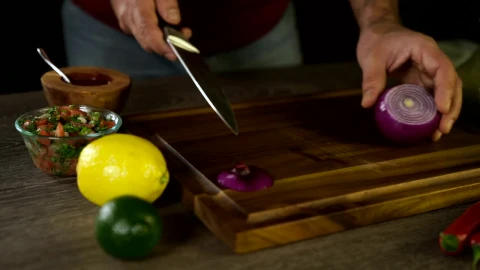 Video Stock Chopping Up An Onion For Cooking Live Wallpaper For PC - Free Live Wallpaper
