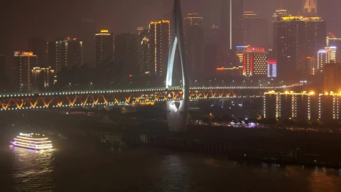 Video Stock Chongqing Illuminated Bridge And City Buildings Live Wallpaper For PC - Free Live Wallpaper