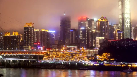 Video Stock Chongqing Flashing Cityscape On A Cloudy Day Live Wallpaper For PC - Free Live Wallpaper
