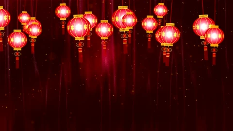 Video Stock Chinese Lantern Lights Hanging On A Red Background Live Wallpaper For PC - Free Live Wallpaper
