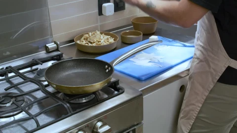 Video Stock Chef Preparing Mushrooms In A Kitchen Live Wallpaper For PC - Free Live Wallpaper