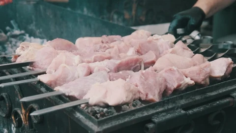 Video Stock Chef Cooking Meat Skewers Static Shot Live Wallpaper For PC - Free Live Wallpaper