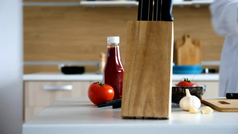 Video Stock Chef Chopping Up White Mushrooms Live Wallpaper For PC - Free Live Wallpaper