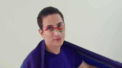 Video Stock Cheerful Lgbt Man With Lgbt Pride Flag Live Wallpaper For PC - Free Live Wallpaper