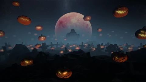 Video Stock Cemetery With Evil Pumpkins Floating Live Wallpaper For PC - Free Live Wallpaper