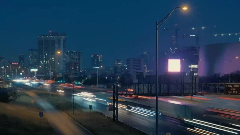 Video Stock Cars Traveling On A Highway In A City At Night Live Wallpaper For PC - Free Live Wallpaper
