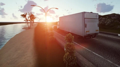 Video Stock Cars Traveling On A Highway During A Sunset Live Wallpaper For PC - Free Live Wallpaper
