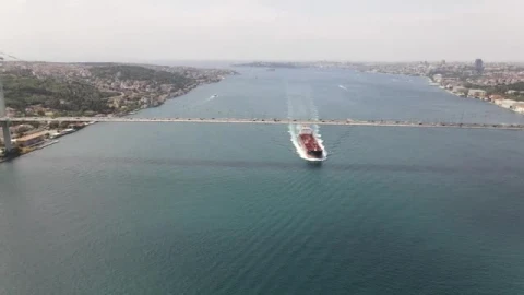 Video Stock Cargo Ship Passing Under A Large Bridge Smal Live Wallpaper For PC - Free Live Wallpaper