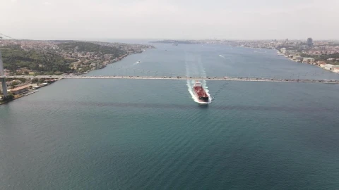 Video Stock Cargo Ship Passing Under A Large Bridge Live Wallpaper For PC - Free Live Wallpaper