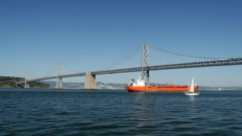 Video Stock Cargo Ship Crossing The Bridge Live Wallpaper For PC - Free Live Wallpaper