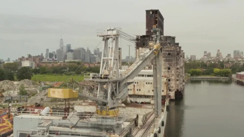 Video Stock Cargo Ship Crane In The Dock Aerial View Live Wallpaper For PC - Free Live Wallpaper