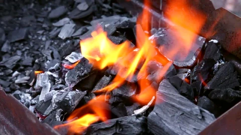 Video Stock Carbon Chunks And Flames Burning In The Brazier Live Wallpaper For PC - Free Live Wallpaper