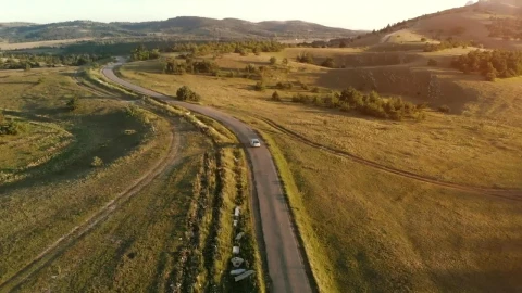 Video Stock Car Traveling In A Countryside Road Aerial Shot Live Wallpaper For PC - Free Live Wallpaper
