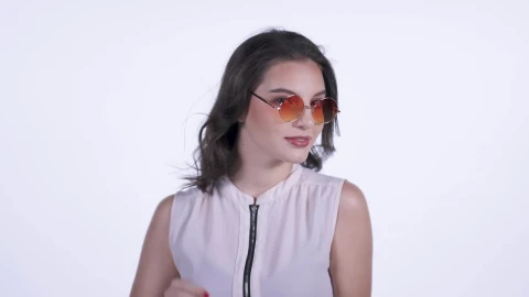 Video Stock Captivating Woman With Glasses On A White Background Live Wallpaper For PC - Free Live Wallpaper