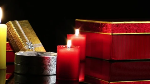Video Stock Candles And Gifts On A Dark Background Live Wallpaper For PC - Free Live Wallpaper