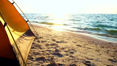 Video Stock Camping Tent On The Beach At Sunrise Live Wallpaper For PC - Free Live Wallpaper
