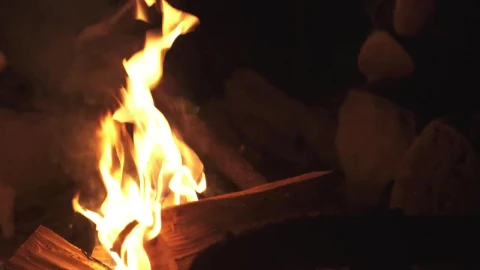 Video Stock Campfire Burning Wood Logs In The Dark Live Wallpaper For PC - Free Live Wallpaper