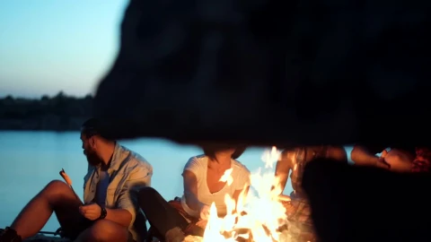 Video Stock Campers Grilling Food At The Campfire Live Wallpaper For PC - Free Live Wallpaper