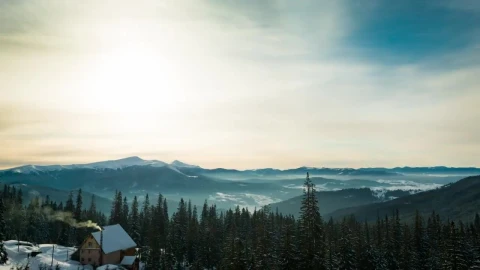 Video Stock Cabin In The Mountains At Sunrise Reverse Video Live Wallpaper For PC - Free Live Wallpaper