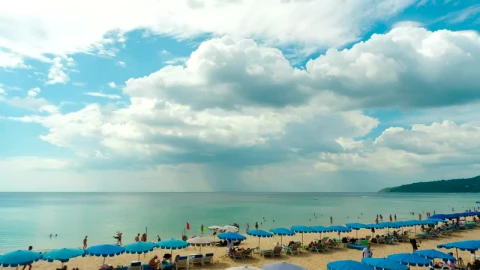 Video Stock Busy Tropical Beach On A Cloudy Day Live Wallpaper For PC - Free Live Wallpaper