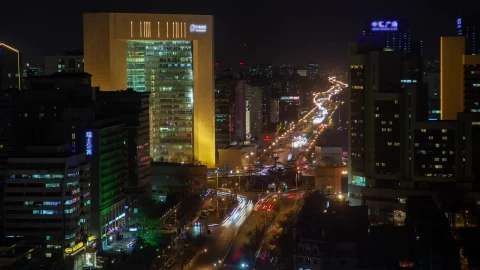 Video Stock Busy Road At Night And Buildings In Beijing Live Wallpaper For PC - Free Live Wallpaper