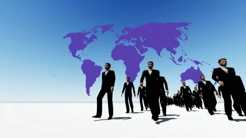 Video Stock Businessmen Walking With A World Map Behind Live Wallpaper For PC - Free Live Wallpaper