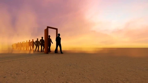 Video Stock Businessmen Walking Through A Door In A Desert Live Wallpaper For PC - Free Live Wallpaper