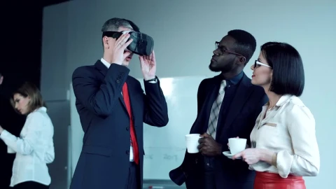Video Stock Businessman Trying A Virtual Reality Headset Live Wallpaper For PC - Free Live Wallpaper