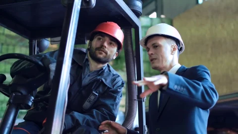 Video Stock Businessman Talking To Lifting Vehicle Operator Live Wallpaper For PC - Free Live Wallpaper