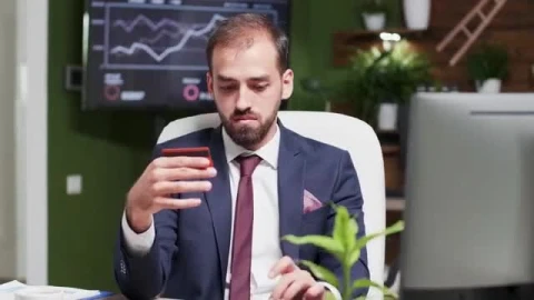Video Stock Businessman Online Shopping In Office Holds Credit Card Smal Live Wallpaper For PC - Free Live Wallpaper