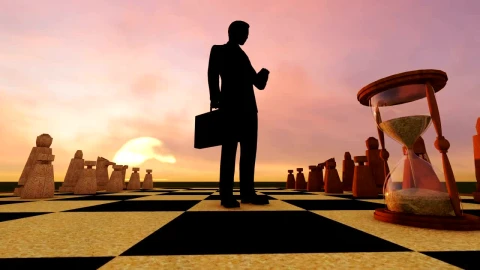 Video Stock Businessman Hourglass And A Giant Chess Live Wallpaper For PC - Free Live Wallpaper