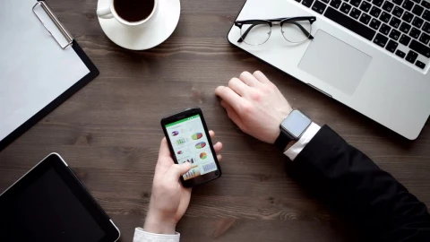 Video Stock Businessman Checking Data On His Mobile Phone Live Wallpaper For PC - Free Live Wallpaper