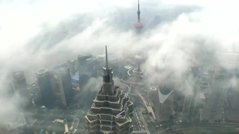 Video Stock Clouds Covering A Skyscraper In Shanghai Live Wallpaper For PC - Free Live Wallpaper