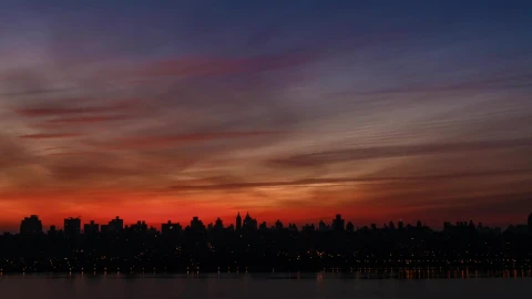 Stock Video Deep Red Sky Behind A City Live Wallpaper For PC - Free Live Wallpaper