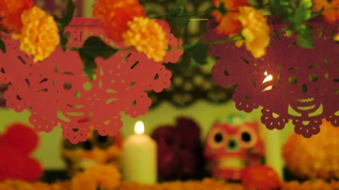 Stock Video Day Of The Dead Altar Under Color Changing Lights Live Wallpaper For PC - Free Live Wallpaper