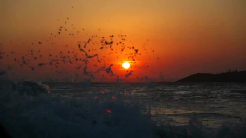 Stock Video Dark Waves In The Red Sunset Live Wallpaper For PC - Free Live Wallpaper