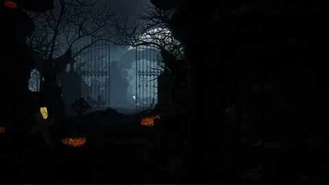 Stock Video Dark Graveyard During Halloween Pan Shot Live Wallpaper For PC - Free Live Wallpaper