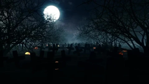 Stock Video Dark And Creepy Graveyard Full Of Crosses Live Wallpaper For PC - Free Live Wallpaper