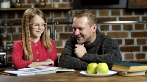 Stock Video Dad Helping His Daughter With Her Homework Live Wallpaper For PC - Free Live Wallpaper