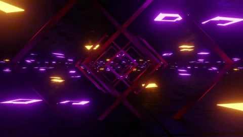 Stock Video Cyberpunk Stage With Neon Lights And Frames Loop Live Wallpaper For PC - Free Live Wallpaper