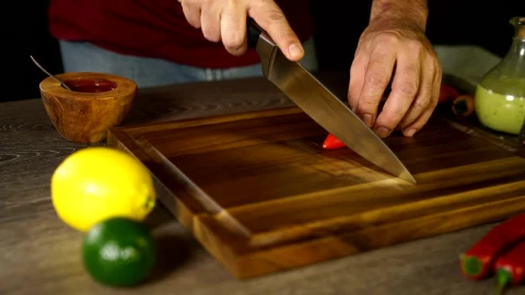 Stock Video Cutting Up A Chilli On A Board Live Wallpaper For PC - Free Live Wallpaper