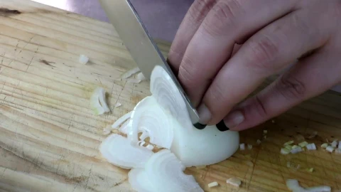Stock Video Cutting Onion Into Slices On A Board Live Wallpaper For PC - Free Live Wallpaper