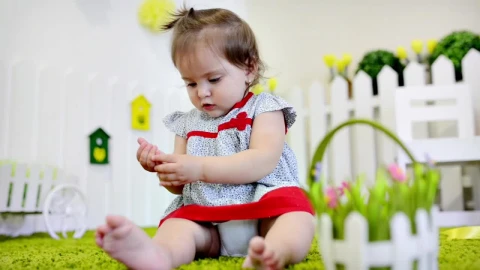 Stock Video Cute Baby On A Carpet At Her Home Live Wallpaper For PC - Free Live Wallpaper