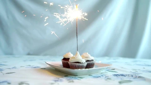 Stock Video Cupcakes With A Birthday Sparkler Live Wallpaper For PC - Free Live Wallpaper